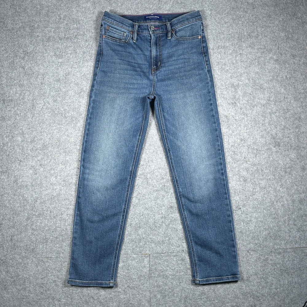 Scotch Soda Denim Jeans Womens Size 4 28x27 Blue Straight Slim High Rise Stretch